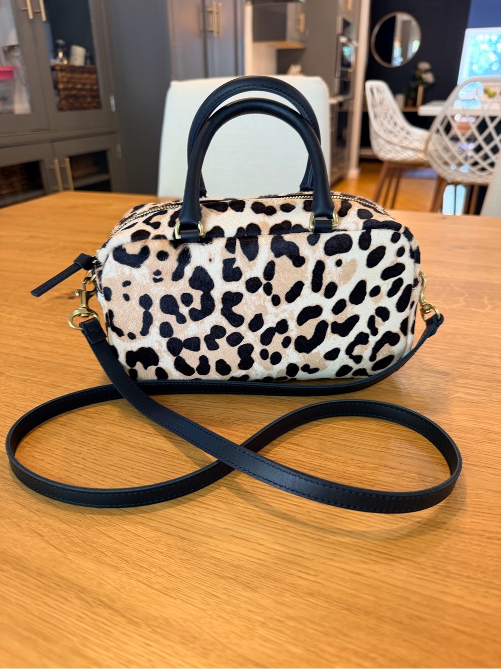 Clare V Petite Claudine - Snow Leopard Hair-On NWT $395